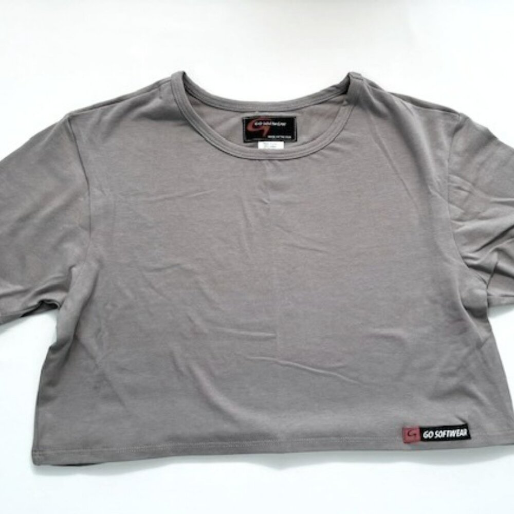 Go Softwear Size Medium Pacific Half Tee /Crop Top - Silver Grey